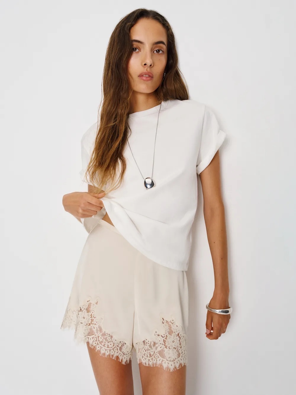 Reformation Fern Lace Satin Shorts